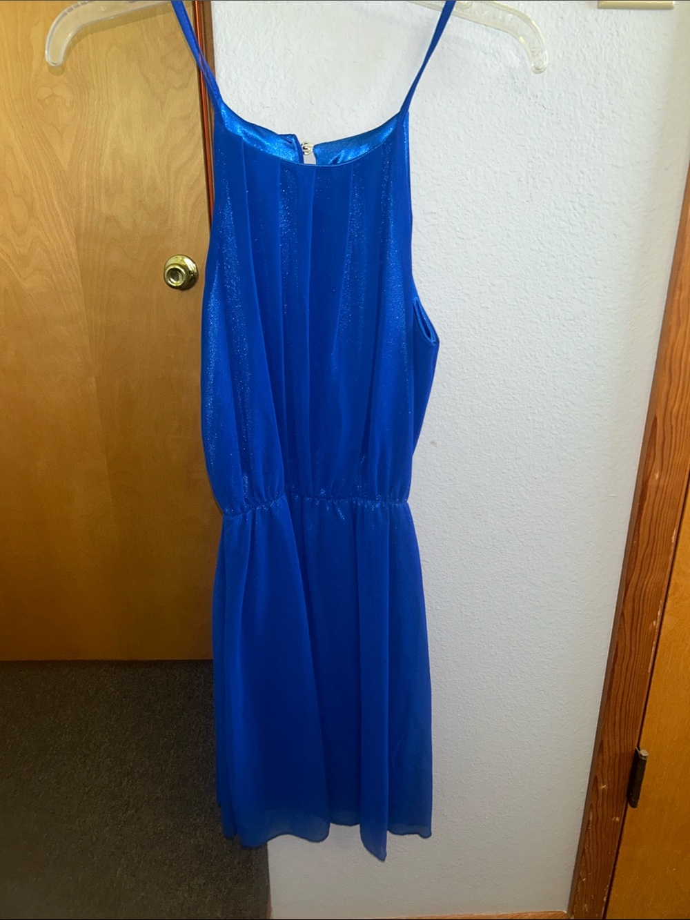 Blue Spaghetti-Strap Party Dress